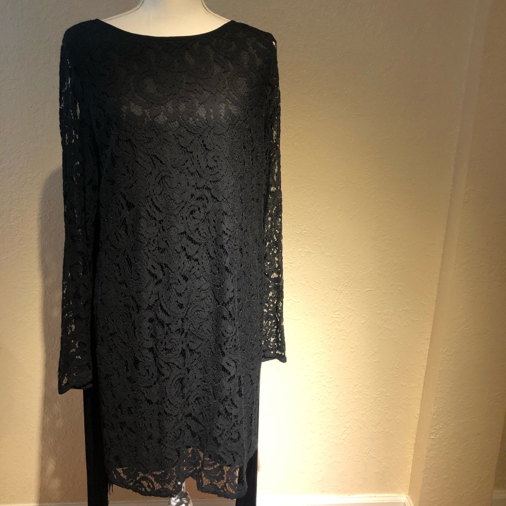 Micheal kors black dress with fringe sleeves